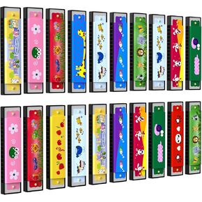 20 Pcs Harmonica for Kids 16 Holes Musical Instrument, Return Gift Cartoon Double Row Harmonica Bulk Toy for Kids Party Favors Goodie Bags Stuffers & Operation Christmas Child Items