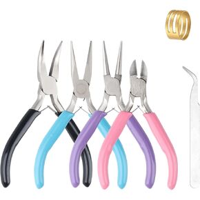 مجموعة كماشة المجوهرات، 4 قطع من أدوات صنع المجوهرات مع كماشة أنف بإبرة/سلسلة، كماشة أنف مستديرة، كماشة أنف منحنية، قاطعات أسلاك للحرف اليدوية ومستلزمات صناعة المجوهرات in Kuwait