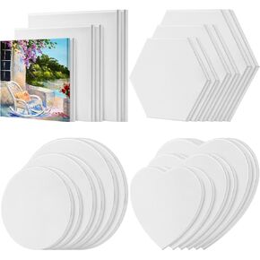 Thenshop 24 Pcs Stretched Canvas for Painting, Assorted Shapes in Saudi Arabia