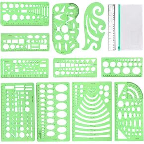 15Pcs Geometric Stencils Drawing Templates,Drawing Stencils Drafting Tools with Geometry Set,Circle,Curve Shape Stencils Drafting Tools for Drawing,Design
