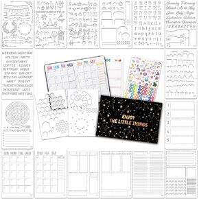 Bullet/Dotted Journal Stencils Set – 18 PCS Bullet Journaling Supplies/Accessories, 5.1" x 7.9" Planner Stencils for Painting with Monthly/Weekly/Daily Calendar, Letter Stencils, DIY Drawing Templates in Saudi Arabia