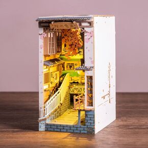 Rolife DIY Book Nook Kit Sunshine Town, DIY Miniature Booknook Kit Creative Decorative Bookend Bookshelf Insert 3D Puzzles for Adults, Halloween/Christmas Decorations/Gifts for Adults (Sunshine Town)