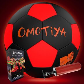 كرة قدم مضيئة LED من OMOTIYA - كرات كرة قدم تتوهج في الظلام مقاس 5 - هدايا رياضية لكرة القدم للأولاد والبنات من عمر 8 إلى 12 عامًا - هدية للأطفال والمراهقين لكرة القدم للأعمار 8 9 10 11 12