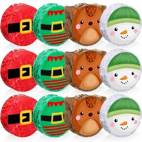 Liliful 12 Pcs Mini Christmas Pinata Bulk Small Xmas Pinata Santa Claus Snowman Elf Elk Pinata Christmas Tree Decor Christmas Mexican Pinata for Birthday Christmas Holiday Decoration, 4 x 4 x 1.5'' in Saudi Arabia