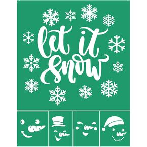 JAJADO Snowflake Stencils Let it Snow Silk Screen Stencil Reusable Mesh Transfer Adhesive Stencil for Painting on Wood, T-Shirt, Car, Windows, Gift Card, Chalkboard, DIY Christmas Decoration in Saudi Arabia