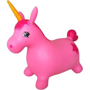 AppleRound Unicorn Bouncer with Hand Pump, Inflatable Space Hopper, Ride-on Bouncy Animal for Children (White) in Kuwait