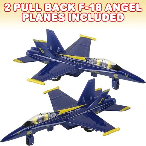 ArtCreativity Diecast F-18 Blue Angel Jets with Pullback Mechanism, Set of 2, Diecast Metal Jet Plane Fighter Toys for Boys, Air Force Military Cake Decorations, Aviation Party Favors in Saudi Arabia