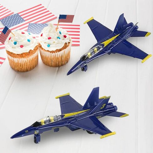 ArtCreativity Diecast F-18 Blue Angel Jets with Pullback Mechanism, Set of 2, Diecast Metal Jet Plane Fighter Toys for Boys, Air Force Military Cake Decorations, Aviation Party Favors in Saudi Arabia