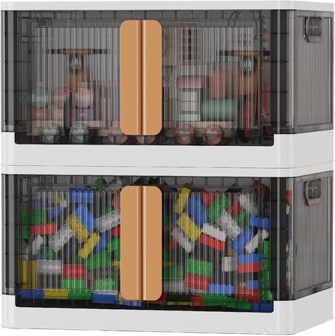 Sineda 4 عبوات تخزين مع أغطية - 8.4 جالون صناديق تخزين قابلة للطي مع عجلات وأبواب، صناديق تخزين قابلة للتكديس للملابس والبطانيات والكتب والفراش والألعاب. (8.4 جالون - 4 عبوات، أخضر) in Kuwait