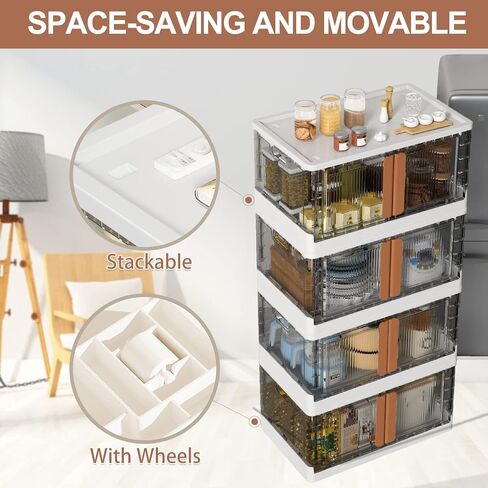 Sineda 4 عبوات تخزين مع أغطية - 8.4 جالون صناديق تخزين قابلة للطي مع عجلات وأبواب، صناديق تخزين قابلة للتكديس للملابس والبطانيات والكتب والفراش والألعاب. (8.4 جالون - 4 عبوات، أخضر) in Kuwait