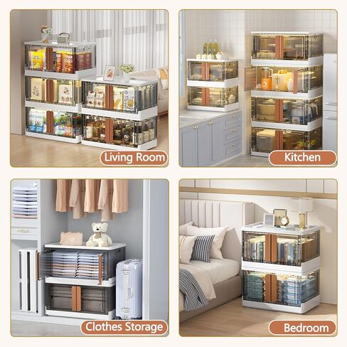 Sineda 4 عبوات تخزين مع أغطية - 8.4 جالون صناديق تخزين قابلة للطي مع عجلات وأبواب، صناديق تخزين قابلة للتكديس للملابس والبطانيات والكتب والفراش والألعاب. (8.4 جالون - 4 عبوات، أخضر) in Kuwait