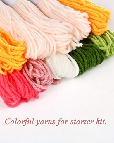 Pllieay Punch Needle Embroidery Starter Kits for Kids and Adults Beginners, Include Instructions, Punch Needle Fabric with Floral Pattern, Yarns, Embroidery Hoops and Threader Tools in Saudi Arabia