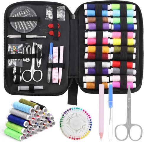 Glarks 215Pcs Sewing Kit, Multifunctional Sewing Supplies Repair Kit with Thread, Sewing Needles, Pins, Scissors, Thimble, Tape Measure, Buttons, Clips etc for Home Beginner Traveler Emergency in Kuwait