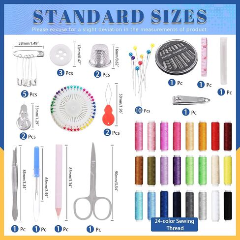 Glarks 215Pcs Sewing Kit, Multifunctional Sewing Supplies Repair Kit with Thread, Sewing Needles, Pins, Scissors, Thimble, Tape Measure, Buttons, Clips etc for Home Beginner Traveler Emergency in Kuwait