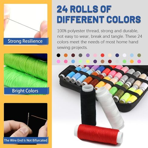 Glarks 215Pcs Sewing Kit, Multifunctional Sewing Supplies Repair Kit with Thread, Sewing Needles, Pins, Scissors, Thimble, Tape Measure, Buttons, Clips etc for Home Beginner Traveler Emergency in Kuwait