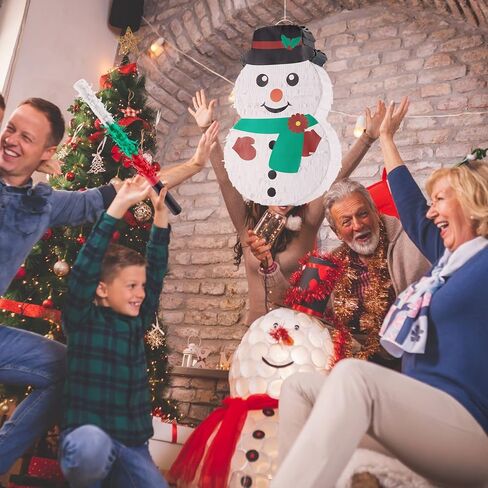 Snowman Pinata Winter Pinata Winter Theme Birthday Party Decorations with Blindfold Bat and Confetti for Party Holidays Birthday Game Decorations, 16.54 x 10.63 x 2.95 Inches in Saudi Arabia