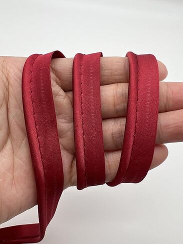 PEPPERLONELY 5 Yards 12mm (1/2 Inch) Polyester Satin Bias Piping Type, Bias Type with Cord, Piping Trim with Cord, Lip Cord Trim for Sewing Clothing Upholstery Trimming - Metallic Gold in Kuwait