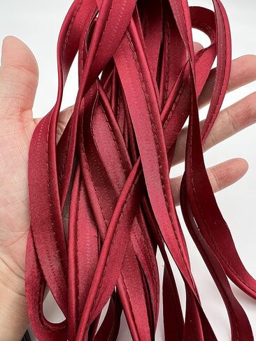 PEPPERLONELY 5 Yards 12mm (1/2 Inch) Polyester Satin Bias Piping Type, Bias Type with Cord, Piping Trim with Cord, Lip Cord Trim for Sewing Clothing Upholstery Trimming - Metallic Gold in Kuwait