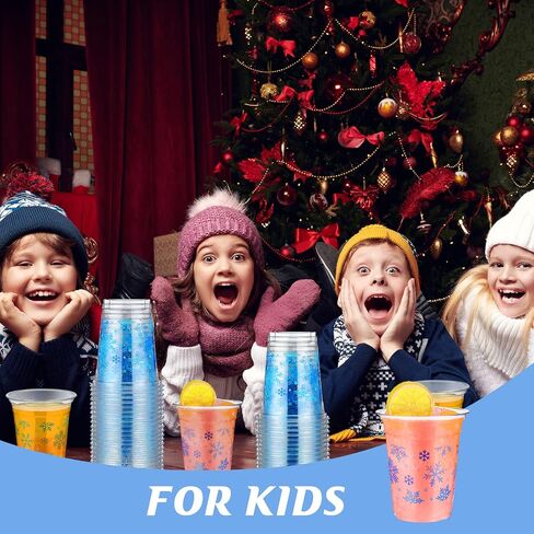 Meanplan Snowflake Cups, Disposable Plastic Clear Party Cups Winter Party Favors for Kids Birthday Holiday Baby Shower Party Decoration Guest Coffee Tea Water Milk Drinking Supplies (36 Pieces) in Saudi Arabia