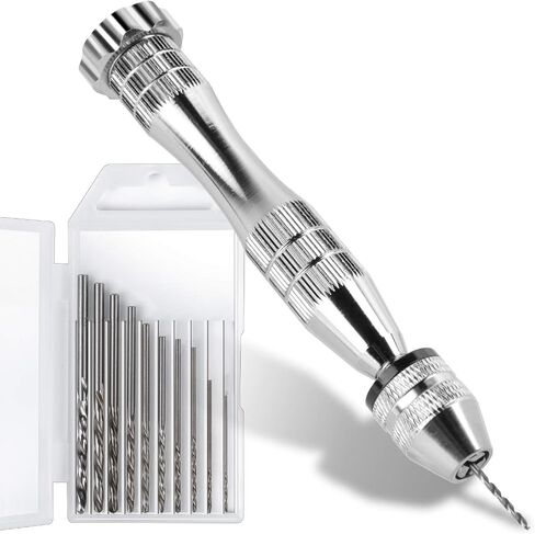 Pin Vise for Resin Casting Molds, LEOBRO Steel Hand Drill, Resin Drill with 10 PCS Drill Bit, Precision Hand Drill Tools for Epoxy Resin Arts Crafts, Wood, Clay, DIY Resin Keychain Jewelry Making in Saudi Arabia