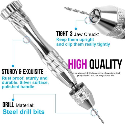 Pin Vise for Resin Casting Molds, LEOBRO Steel Hand Drill, Resin Drill with 10 PCS Drill Bit, Precision Hand Drill Tools for Epoxy Resin Arts Crafts, Wood, Clay, DIY Resin Keychain Jewelry Making in Saudi Arabia