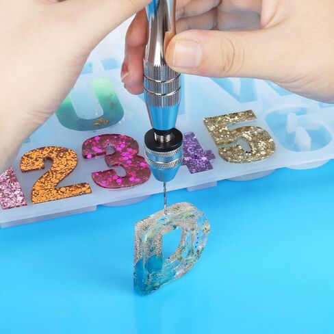 Pin Vise for Resin Casting Molds, LEOBRO Steel Hand Drill, Resin Drill with 10 PCS Drill Bit, Precision Hand Drill Tools for Epoxy Resin Arts Crafts, Wood, Clay, DIY Resin Keychain Jewelry Making in Saudi Arabia