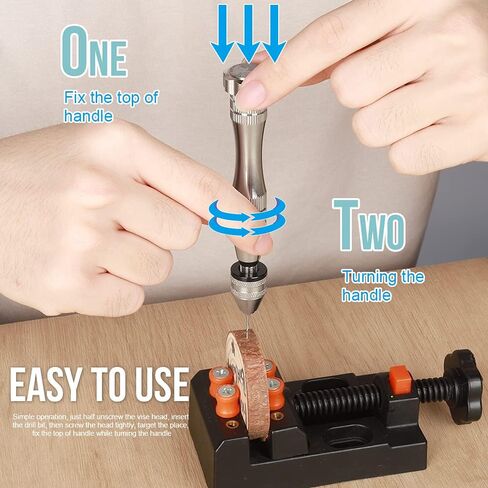 Pin Vise for Resin Casting Molds, LEOBRO Steel Hand Drill, Resin Drill with 10 PCS Drill Bit, Precision Hand Drill Tools for Epoxy Resin Arts Crafts, Wood, Clay, DIY Resin Keychain Jewelry Making in Saudi Arabia