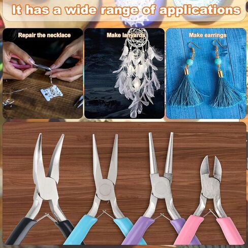 Jewelry Pliers Set, 4 Pack Jewelry Making Pliers Tools with Needle/Chain Nose Pliers, Round Nose Pliers, Bent Nose Pliers, Wire Cutters for Crafts Jewelry Making Supplies in Kuwait