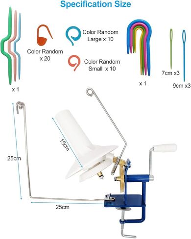 بكرة غزل يدوية 10 أوقية سعة خيوط يدوية بكرة اللفاف مناسبة للخيوط/الألياف/الصوف/سلسلة الكرة اللفاف مع إبر بلاستيكية وما إلى ذلك in Kuwait