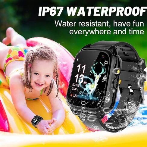 OVV Kids Waterproof Smart Watch Boys Girls Age 3-12 with 26 Game 1.44'' HD Touch Screen Music Player Camera Video Recorder 12/24 Hr Clock Pedometer Alarm Torch Calculator Children Learning Toys in Kuwait