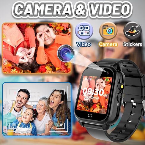 OVV Kids Waterproof Smart Watch Boys Girls Age 3-12 with 26 Game 1.44'' HD Touch Screen Music Player Camera Video Recorder 12/24 Hr Clock Pedometer Alarm Torch Calculator Children Learning Toys in Kuwait