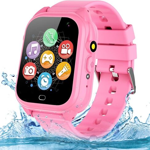 OVV Kids Waterproof Smart Watch Boys Girls Age 3-12 with 26 Game 1.44'' HD Touch Screen Music Player Camera Video Recorder 12/24 Hr Clock Pedometer Alarm Torch Calculator Children Learning Toys in Kuwait