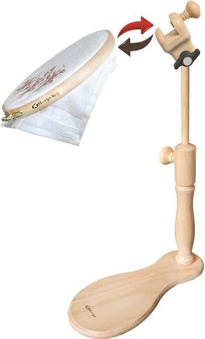 Nurge 190-1 Adjustable Embroidery Table Stand and Embroidery Hoop , Cross Stitch Hoop Stand, Embroidery Hoop Holder. Hand Polished Natural Wood… (190/1 + 2 Embroidery Hoops) in Kuwait
