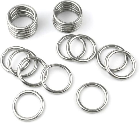Hamineler 20 PCS Smoothing Welded 304 Stainless Steel O-Ring Welded Round Rings for Camping Belt, Dog Leashes, Luggage Accessories (4mm×20mm ID) in Kuwait
