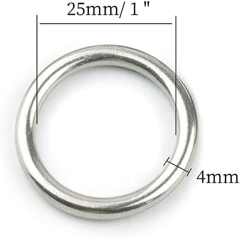 Hamineler 20 PCS Smoothing Welded 304 Stainless Steel O-Ring Welded Round Rings for Camping Belt, Dog Leashes, Luggage Accessories (4mm×20mm ID) in Kuwait