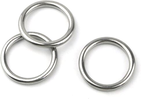 Hamineler 20 PCS Smoothing Welded 304 Stainless Steel O-Ring Welded Round Rings for Camping Belt, Dog Leashes, Luggage Accessories (4mm×20mm ID) in Kuwait