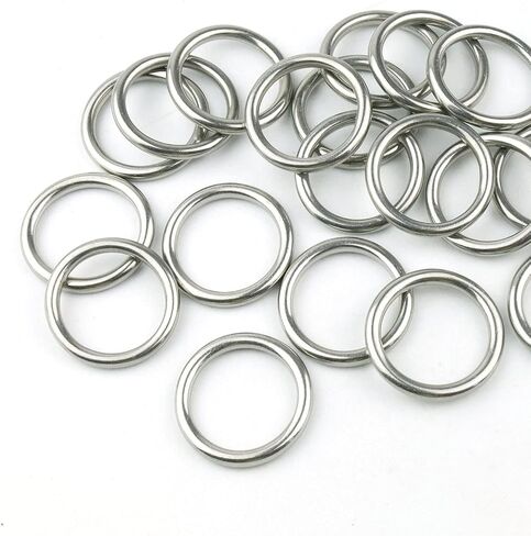 Hamineler 20 PCS Smoothing Welded 304 Stainless Steel O-Ring Welded Round Rings for Camping Belt, Dog Leashes, Luggage Accessories (4mm×20mm ID) in Kuwait