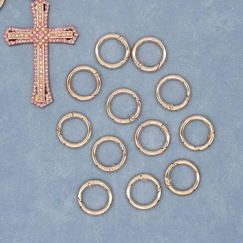 Metal Spring O Rings Round Carabiner Keyring, Snap Clip Trigger Keyrings Buckle, DIY Accessories Ring for Keychains, Bag, Purse, Handbag in Kuwait