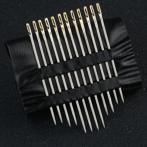 إبر الخياطة اليدوية ذاتية الخيط - 24 قطعة من الإبر سهلة الخيط للخياطة اليدوية، إبرة تطريز جانبية ذاتية الخيط مع نمط نحت بإبرة خشبية in Kuwait