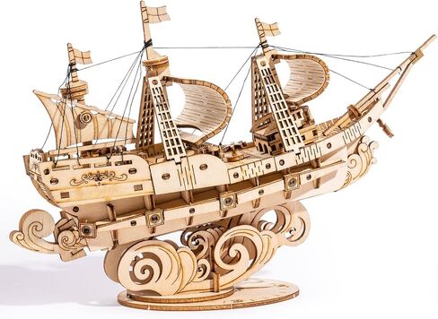 RoWood 3D Wooden Puzzle for Adults, Vintage Wooden Watercraft Model Kit to Build, Best Gift Ideas - Sailling Ship in Kuwait