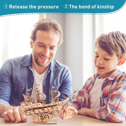 RoWood 3D Wooden Puzzle for Adults, Vintage Wooden Watercraft Model Kit to Build, Best Gift Ideas - Sailling Ship in Kuwait