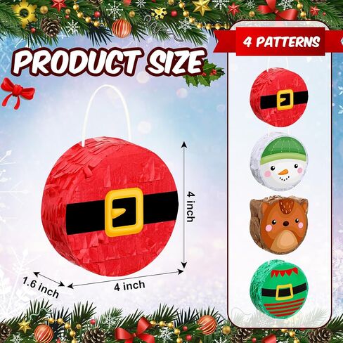 Liliful 12 Pcs Mini Christmas Pinata Bulk Small Xmas Pinata Santa Claus Snowman Elf Elk Pinata Christmas Tree Decor Christmas Mexican Pinata for Birthday Christmas Holiday Decoration, 4 x 4 x 1.5'' in Saudi Arabia