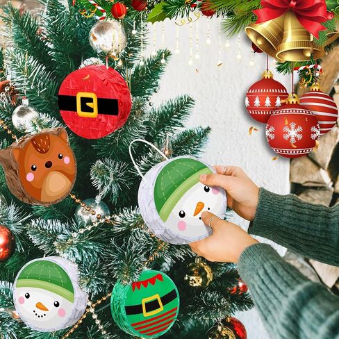 Liliful 12 Pcs Mini Christmas Pinata Bulk Small Xmas Pinata Santa Claus Snowman Elf Elk Pinata Christmas Tree Decor Christmas Mexican Pinata for Birthday Christmas Holiday Decoration, 4 x 4 x 1.5'' in Saudi Arabia