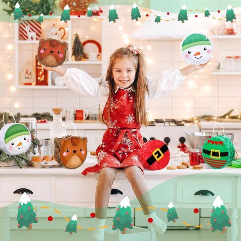 Liliful 12 Pcs Mini Christmas Pinata Bulk Small Xmas Pinata Santa Claus Snowman Elf Elk Pinata Christmas Tree Decor Christmas Mexican Pinata for Birthday Christmas Holiday Decoration, 4 x 4 x 1.5'' in Saudi Arabia