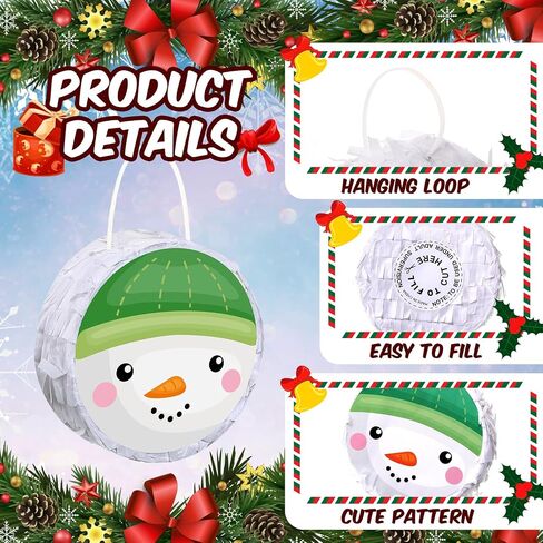 Liliful 12 Pcs Mini Christmas Pinata Bulk Small Xmas Pinata Santa Claus Snowman Elf Elk Pinata Christmas Tree Decor Christmas Mexican Pinata for Birthday Christmas Holiday Decoration, 4 x 4 x 1.5'' in Saudi Arabia