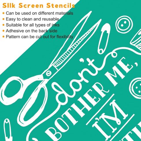 Self Adhesive Silk Screen Stencils,Mesh Stencils Transfer,Reusable Stencils Screen Stencil,Patterns for DIY Painting T-Shirts, Pillows, Textile Cloth Bags 8.5x11inch in Kuwait
