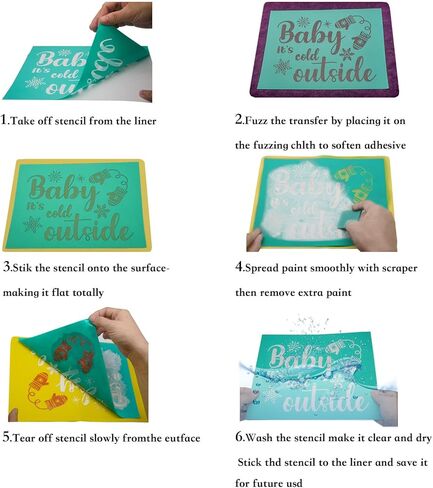 Self Adhesive Silk Screen Stencils,Mesh Stencils Transfer,Reusable Stencils Screen Stencil,Patterns for DIY Painting T-Shirts, Pillows, Textile Cloth Bags 8.5x11inch in Kuwait