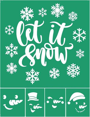 JAJADO Snowflake Stencils Let it Snow Silk Screen Stencil Reusable Mesh Transfer Adhesive Stencil for Painting on Wood, T-Shirt, Car, Windows, Gift Card, Chalkboard, DIY Christmas Decoration in Saudi Arabia