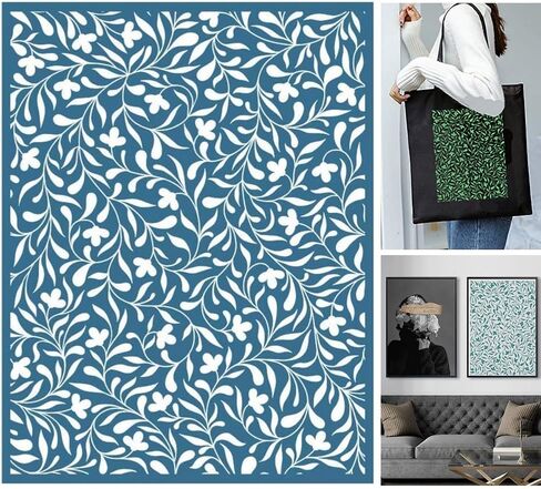 Alinacutle Flower Background Silkscreen Stencil,Reusable Self-Adhesive Silk Screen Printing, for Printing on Wood/Fabric/Paper, Home Decoration, 8.5" x 11" in Saudi Arabia
