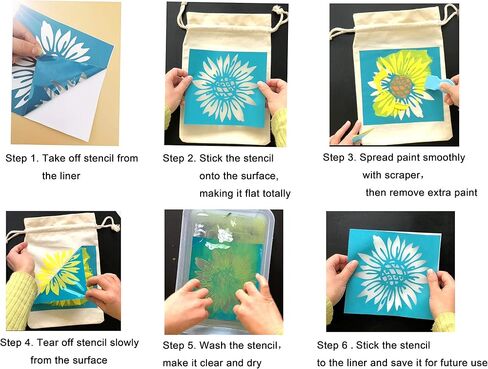 Alinacutle Flower Background Silkscreen Stencil,Reusable Self-Adhesive Silk Screen Printing, for Printing on Wood/Fabric/Paper, Home Decoration, 8.5" x 11" in Saudi Arabia